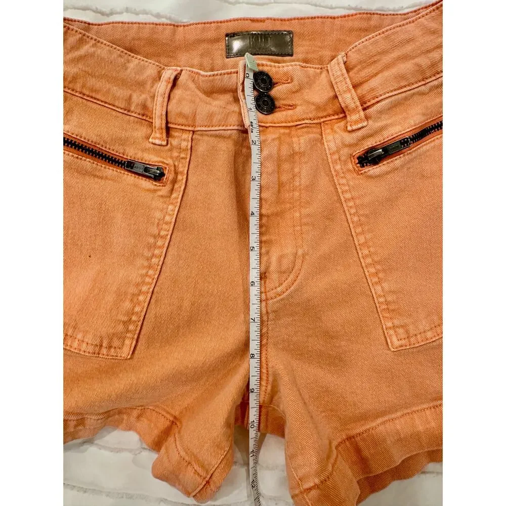Peach Utility Festival Shorts High Rise Denim Zip Pocket Size 0 Summer Coachella - Picture 4 of 13